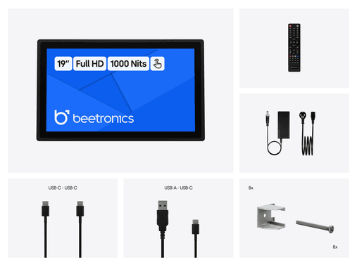 19 Tums Touchskärm, Metall (Hög Ljusstyrka)
